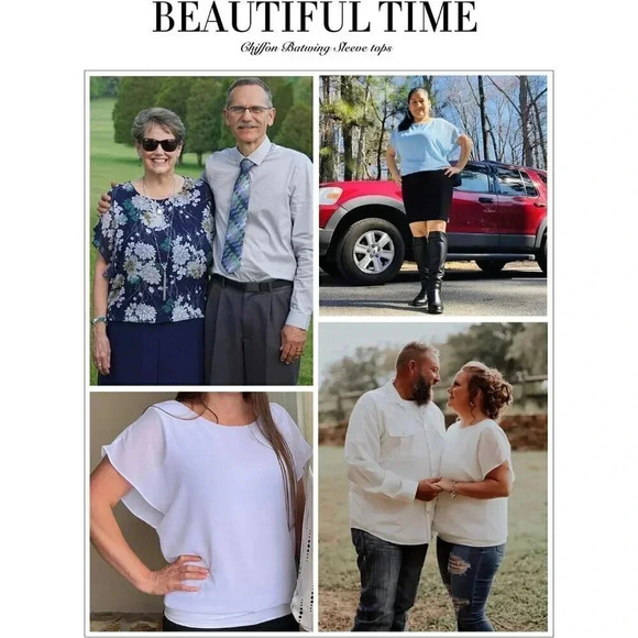 Chiffon Casual  Tops for Women Ruffle Short Sleeve T Shirt Loose Blouse Top - Picture 3 of 4